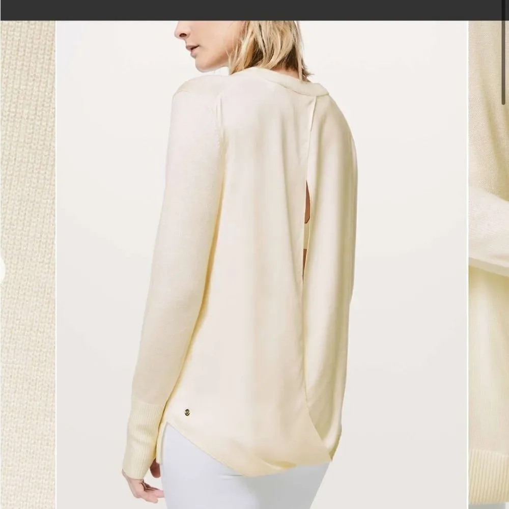 NWT New LULULEMON Still at Ease Pullover Sweater Split Open Back Angel Wing 8